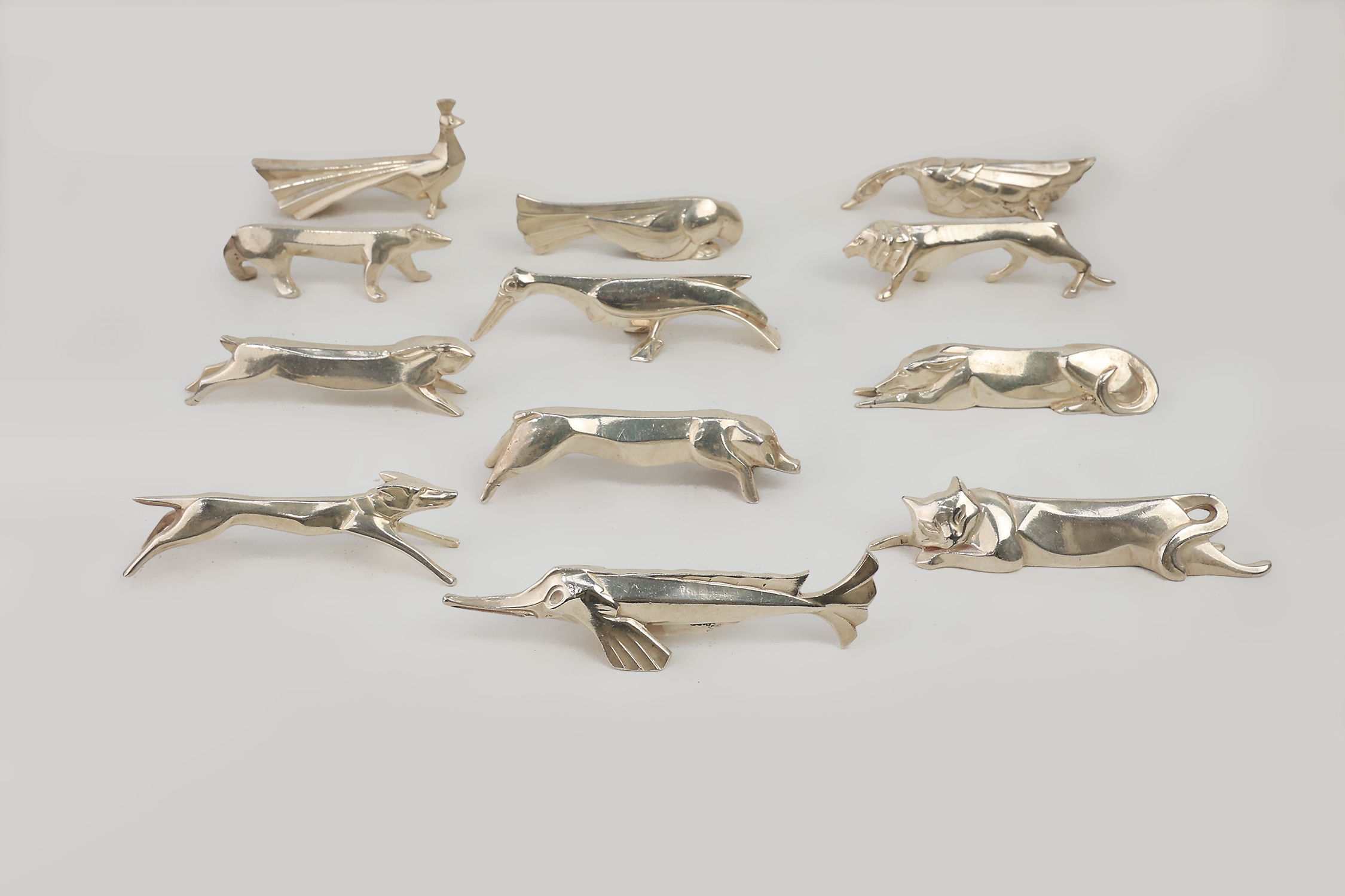 Complete Menagerie (knife rests) by Edouard Marcel Sandoz for Christofle Gallia, France ca. 1920thumbnail